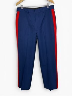 Men's marine military Navy Dress Pants with Red Side Stripe wool 36L